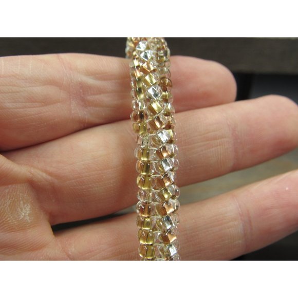 7 Inch Sterling Silver Earth Tones Braided Bead Bracelet - Picture 2 of 6